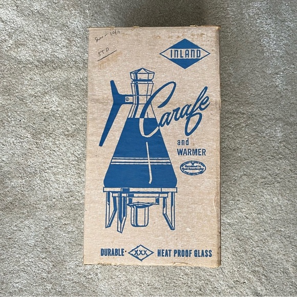 Vintage Inland Glass Carafe and Warmer Set-Silver-Mid Century Modern-Vtg-MCM-EUC - Picture 2 of 15